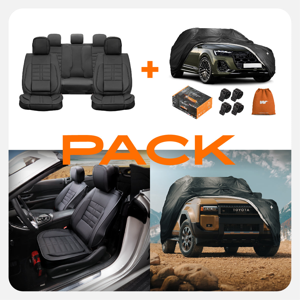 Pack Cobertor de Auto Deluxe + Funda de Asiento (20% OFF)